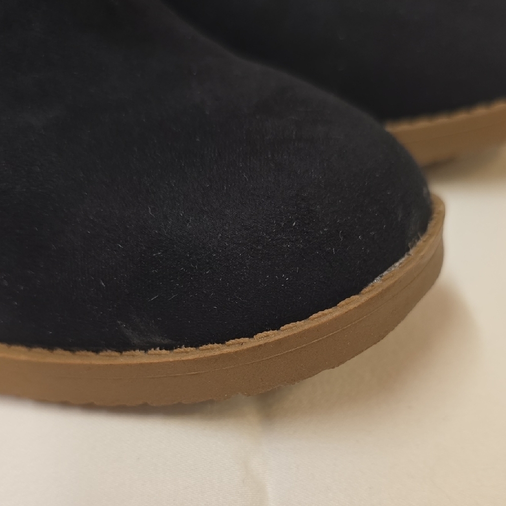 Sun + Stone Black Suede Block Heel Ankle Boots - Picture 2 of 9
